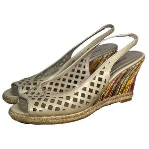 Dressbarn Women's Sandals Slingback Multicolor Wedge Beige Size 8.5M